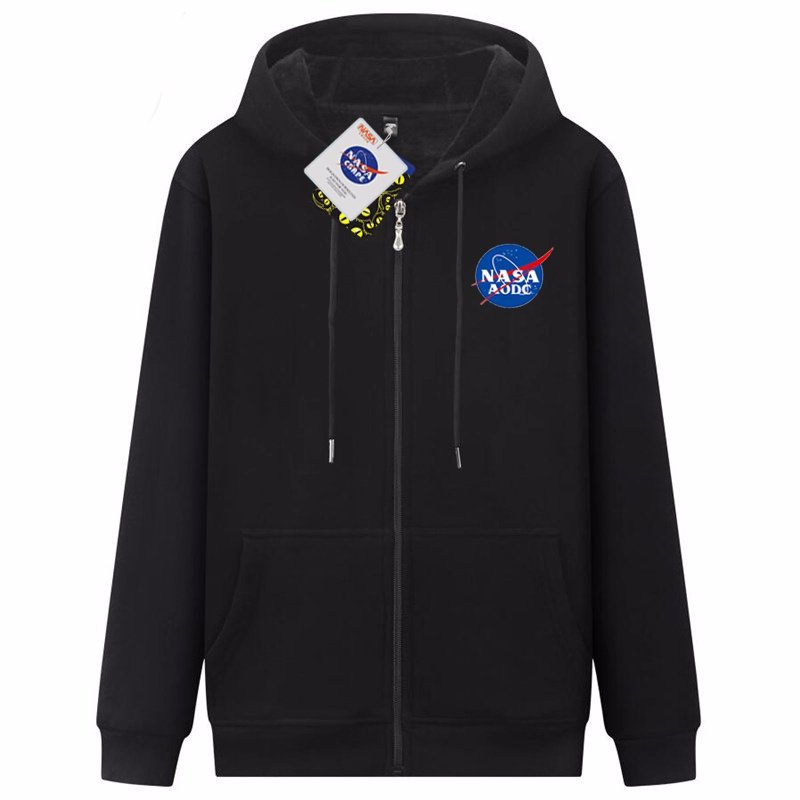 画像1: NASA logo zip-up hoodie Hoodie Sweatshirt ユニセックス男女兼用 ナサプリントジップアップスウェットパーカー トレーナー  (1)