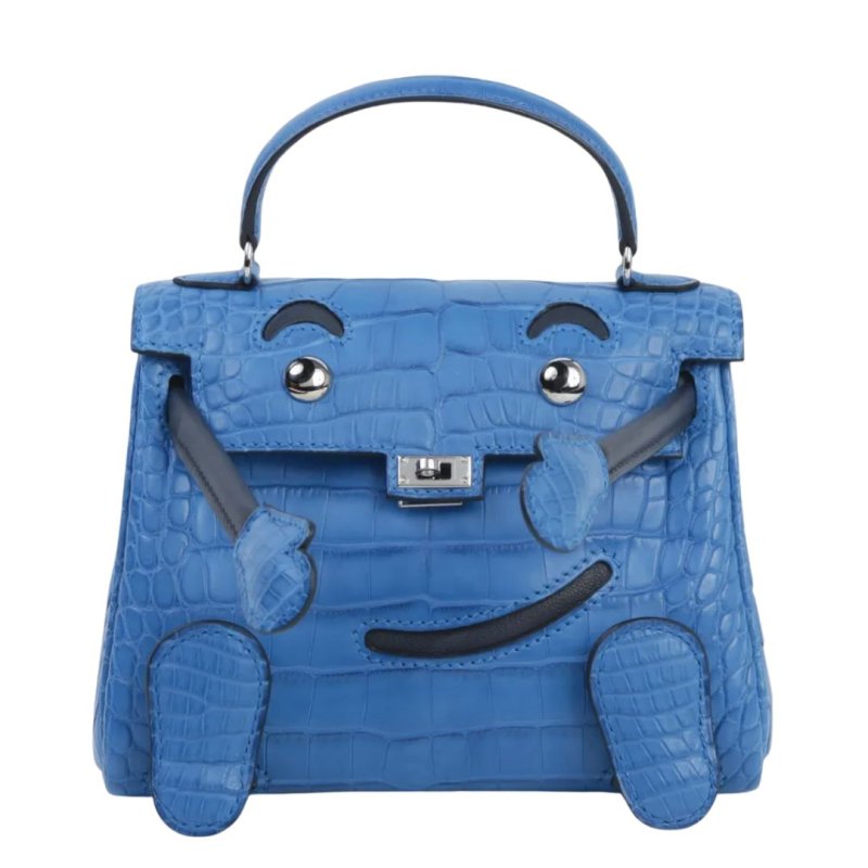 画像1: Real leather Embossed Monster Ocean Kelly Bag 2-way tote shoulder bag doll bag color リアル 型押し レザー モンスター オーシャン ケリーバッグ トートショルダー２WAYバッグ (1)