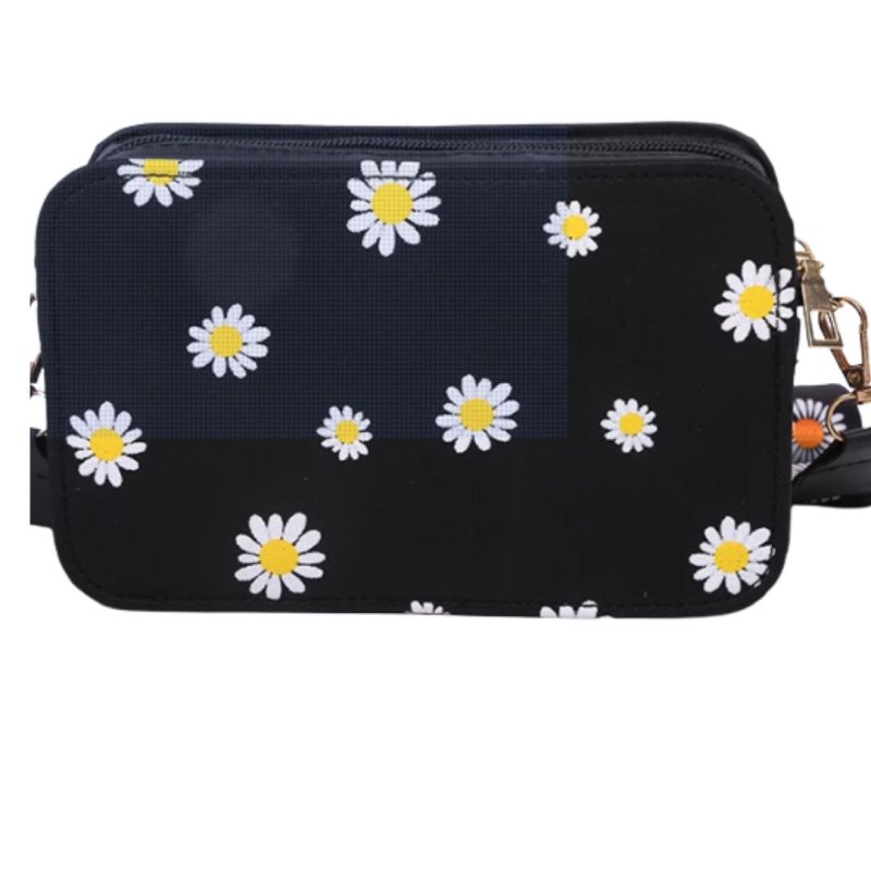 画像1: Daisy Print Square Small Shoulder Crossbody Pochette Bag　デイジープリントスクエアスモールショルダークロスボディーポシェットバッグ (1)