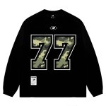 画像1: Camouflage number 77 Print Long Sleeve T-Shirt 　ユニセックス 男女兼用迷彩カモフラージュ77ロゴプリント長袖  Tシャツスウェット (1)