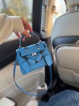 画像2: Real leather Embossed Monster Ocean Kelly Bag 2-way tote shoulder bag doll bag color リアル 型押し レザー モンスター オーシャン ケリーバッグ トートショルダー２WAYバッグ (2)