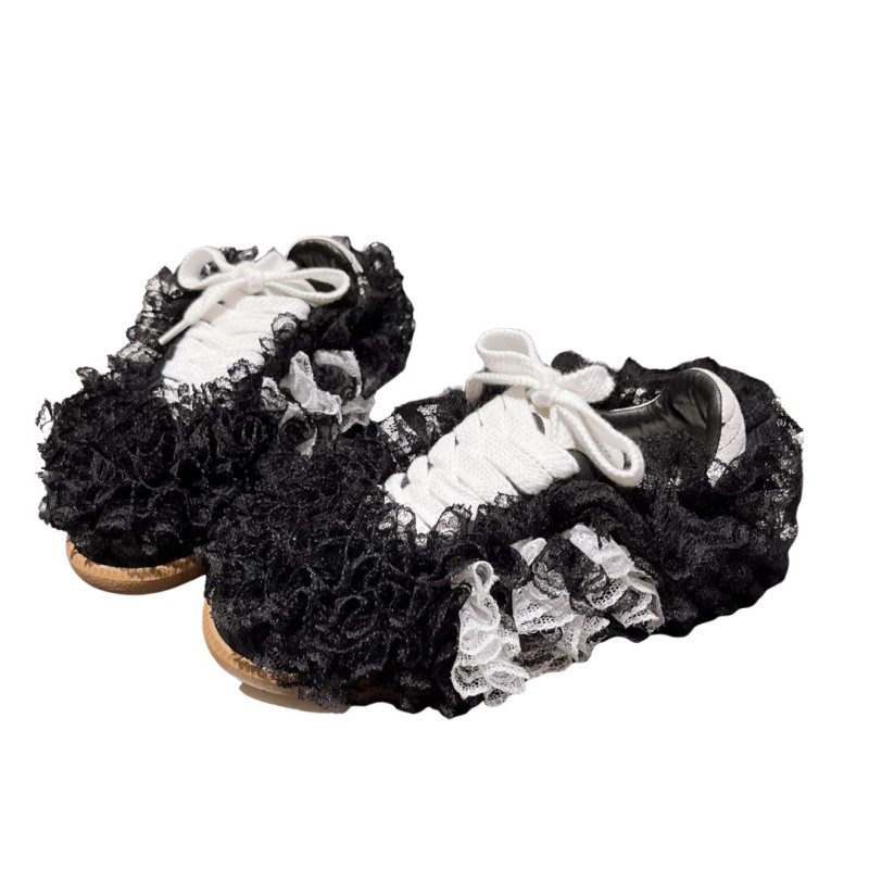 画像3: Y2K Samb lace frills ruffle lace-up canvas shoes sneakers  レース フリル レースアップ スニーカー (3)