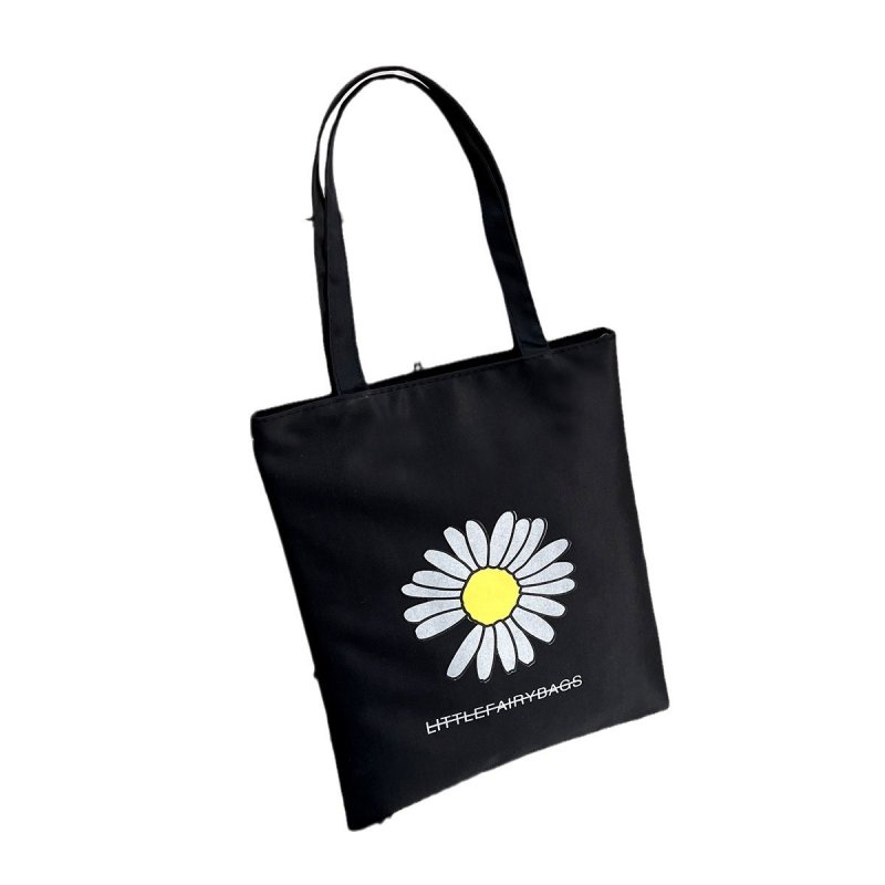 画像4: Daisy Print Canvas Tote Shoulder Bag　デージー プリントキャンバストートショルダーバッグエコショッピングバッグ (4)