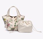 画像6: Real leather Flower graphic painted bucket tote bag 　フラワーグラフィックペイントレザーピコタンバケットバッグ トートバッグ (6)