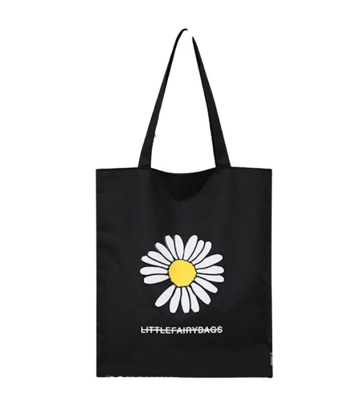 画像2: Daisy Print Canvas Tote Shoulder Bag　デージー プリントキャンバストートショルダーバッグエコショッピングバッグ (2)