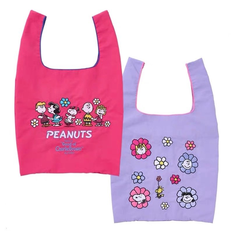 画像3: Snoopy & Friends Drawstring Eco Tote Shopping Bag　スヌーピー＆フレンズ巾着エコトートショッピングバッグ (3)