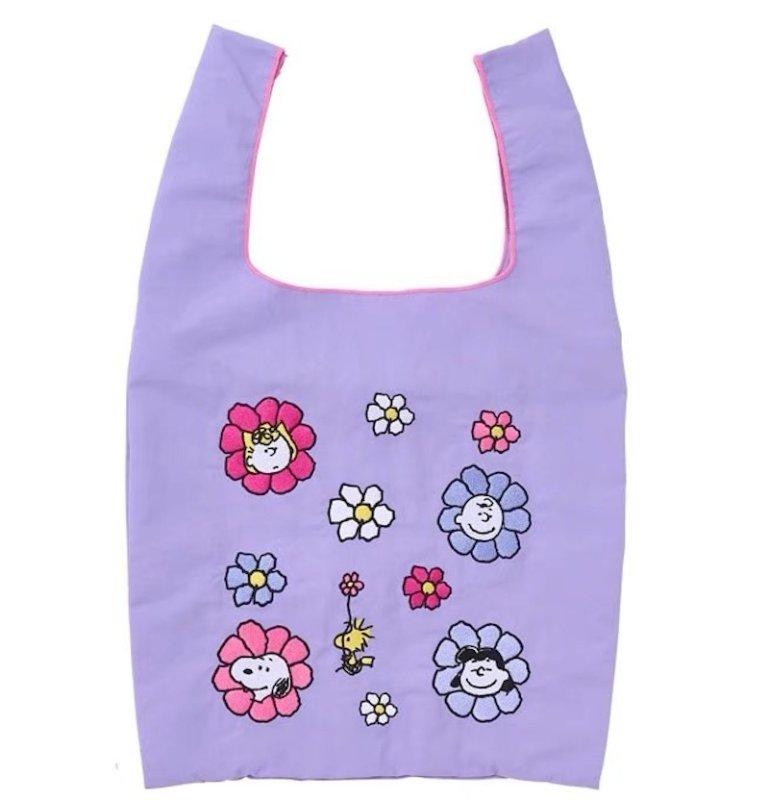 画像2: Snoopy & Friends Drawstring Eco Tote Shopping Bag　スヌーピー＆フレンズ巾着エコトートショッピングバッグ (2)