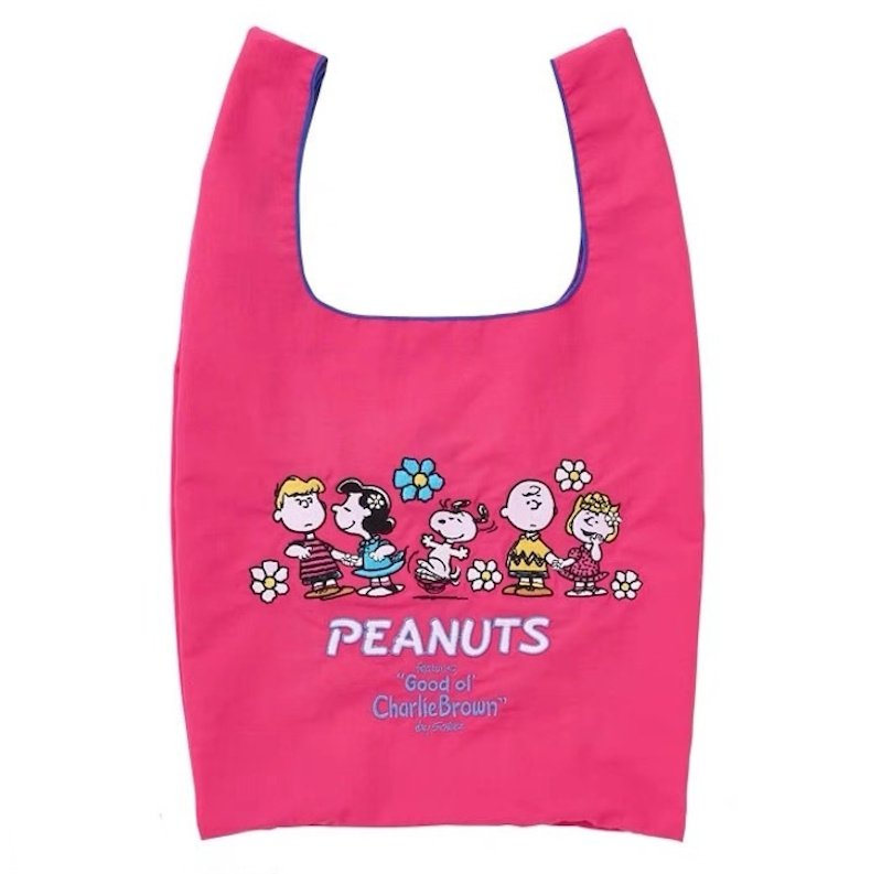 画像1: Snoopy & Friends Drawstring Eco Tote Shopping Bag　スヌーピー＆フレンズ巾着エコトートショッピングバッグ (1)