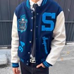 画像3: Unisex  Cheerleader Embroidered Stadium Jumper Jacket  Baseball  Jacket  ユニセックス 男女兼用チアガール刺繍 スタジャン スタジアムジャンパー ジャケット (3)