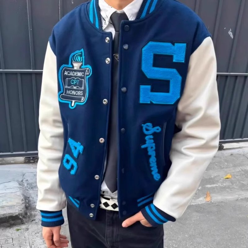 画像3: Unisex  Cheerleader Embroidered Stadium Jumper Jacket  Baseball  Jacket  ユニセックス 男女兼用チアガール刺繍 スタジャン スタジアムジャンパー ジャケット (3)