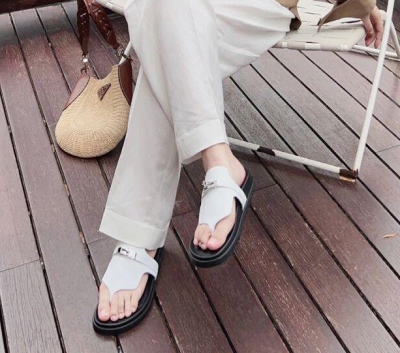 画像4: SALE セール Real Leather & PVC Cadena Flat sandals slippers shoes  本革レザー カデナ サンダル スリッパ フラット シューズ　 (4)