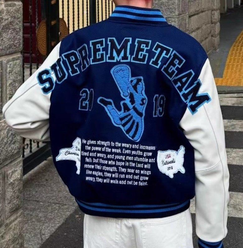 画像4: Unisex  Cheerleader Embroidered Stadium Jumper Jacket  Baseball  Jacket  ユニセックス 男女兼用チアガール刺繍 スタジャン スタジアムジャンパー ジャケット (4)