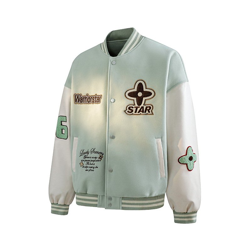 画像6: Unisex  Flower American Classic Sleeve Leather Baseball Stadium Jacket  ユニセックス 男女兼用 フラワーアメリカンクラシック袖レザー スタジャン スタジアムジャンパー ジャケット (6)