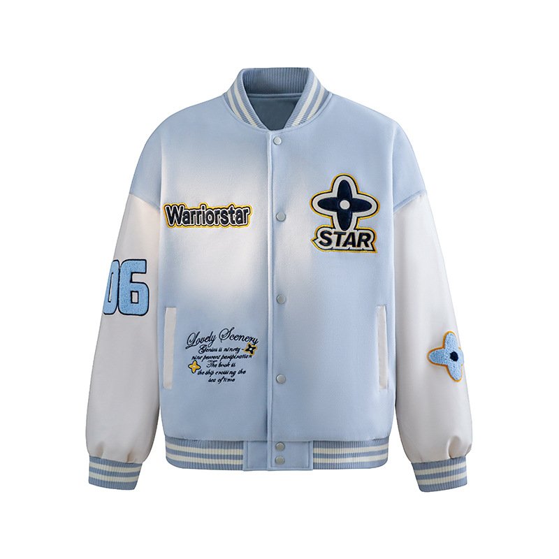 画像2: Unisex  Flower American Classic Sleeve Leather Baseball Stadium Jacket  ユニセックス 男女兼用 フラワーアメリカンクラシック袖レザー スタジャン スタジアムジャンパー ジャケット (2)