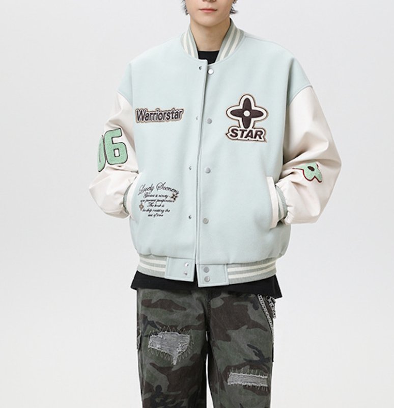 画像11: Unisex  Flower American Classic Sleeve Leather Baseball Stadium Jacket  ユニセックス 男女兼用 フラワーアメリカンクラシック袖レザー スタジャン スタジアムジャンパー ジャケット (11)