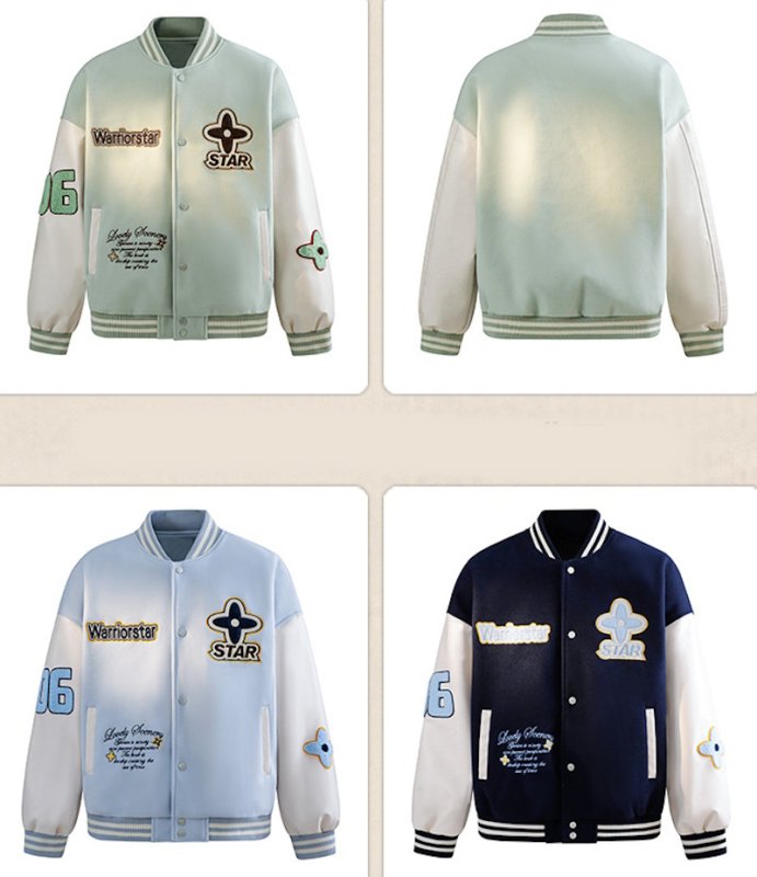 画像10: Unisex  Flower American Classic Sleeve Leather Baseball Stadium Jacket  ユニセックス 男女兼用 フラワーアメリカンクラシック袖レザー スタジャン スタジアムジャンパー ジャケット (10)