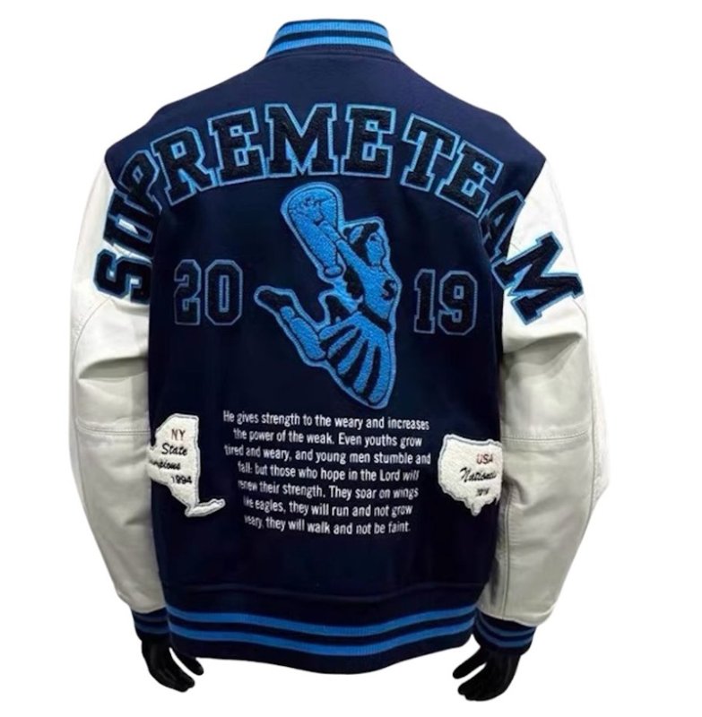 画像1: Unisex  Cheerleader Embroidered Stadium Jumper Jacket  Baseball  Jacket  ユニセックス 男女兼用チアガール刺繍 スタジャン スタジアムジャンパー ジャケット (1)