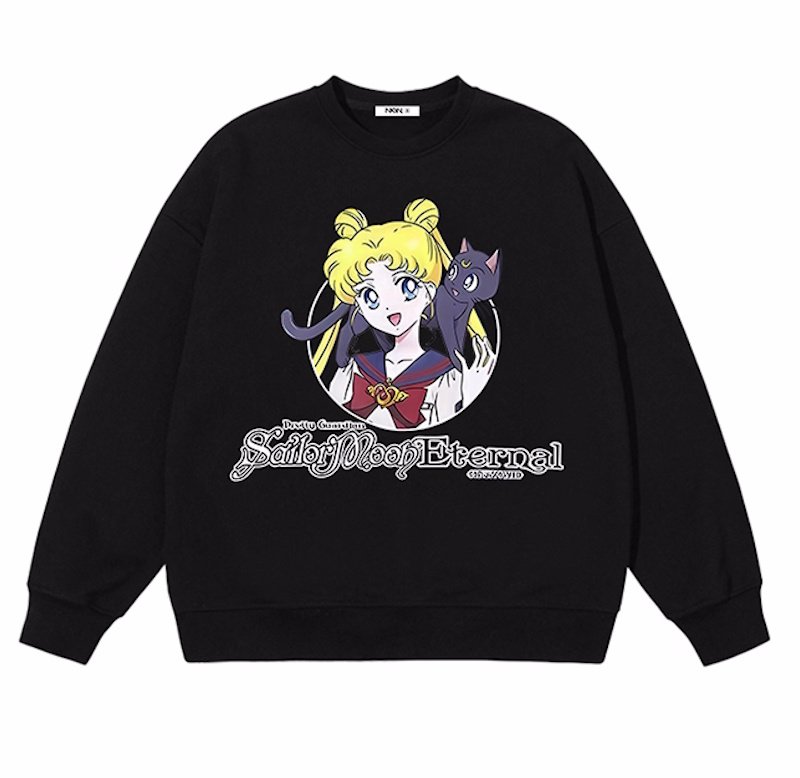 画像2: Sailor Moon & Luna long-sleeved sweatshirt pullover　セーラームーン＆ルナ長袖スウェットトレーナー (2)