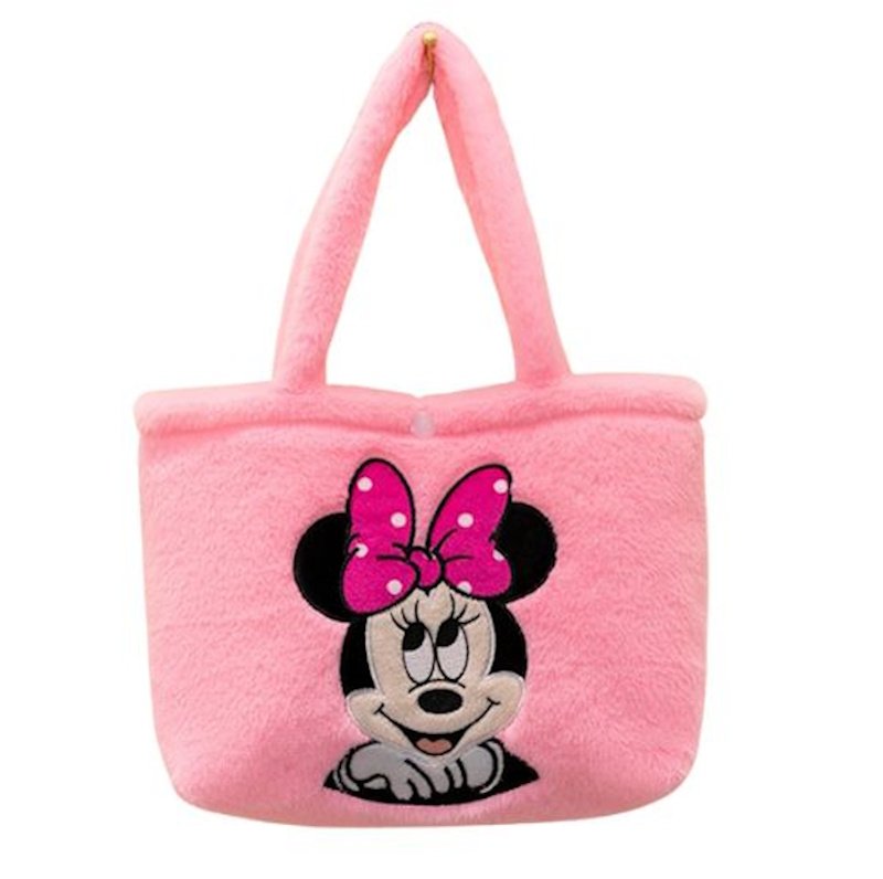 画像1: Mickey & Minnie fluffy fur tote bag Shopping Bag　ミッキー＆ミニーモコモコファートートショッピングバッグ (1)
