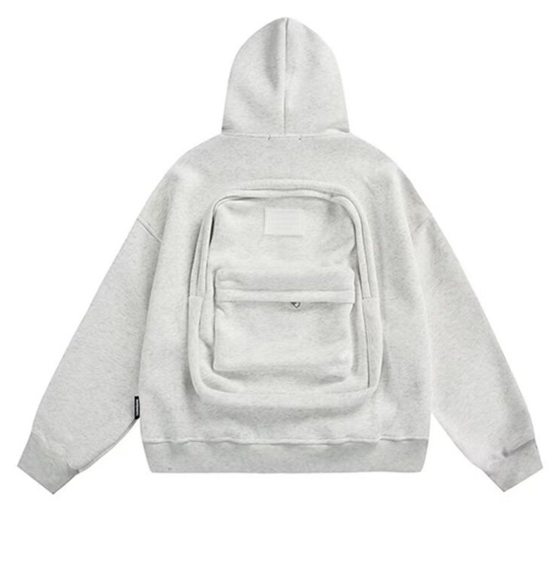 画像3: Zip-up hoodie with back pack Sweatshirt ユニセックス男女兼用 バックパック付きジップアップスウェットパーカー トレーナー  (3)