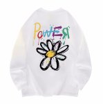 画像1: Daisy Flower Letter Print Long Sleeve T-Shirt 　ユニセックス 男女兼用デイジー フラワー レタープリント長袖  Tシャツスウェット (1)
