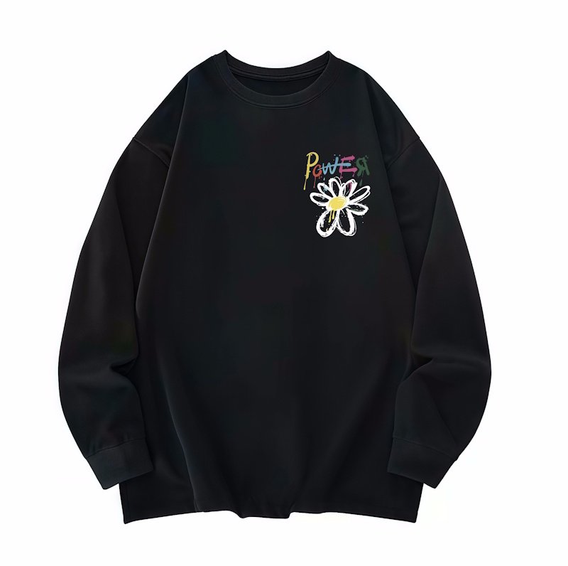 画像4: Daisy Flower Letter Print Long Sleeve T-Shirt 　ユニセックス 男女兼用デイジー フラワー レタープリント長袖  Tシャツスウェット (4)