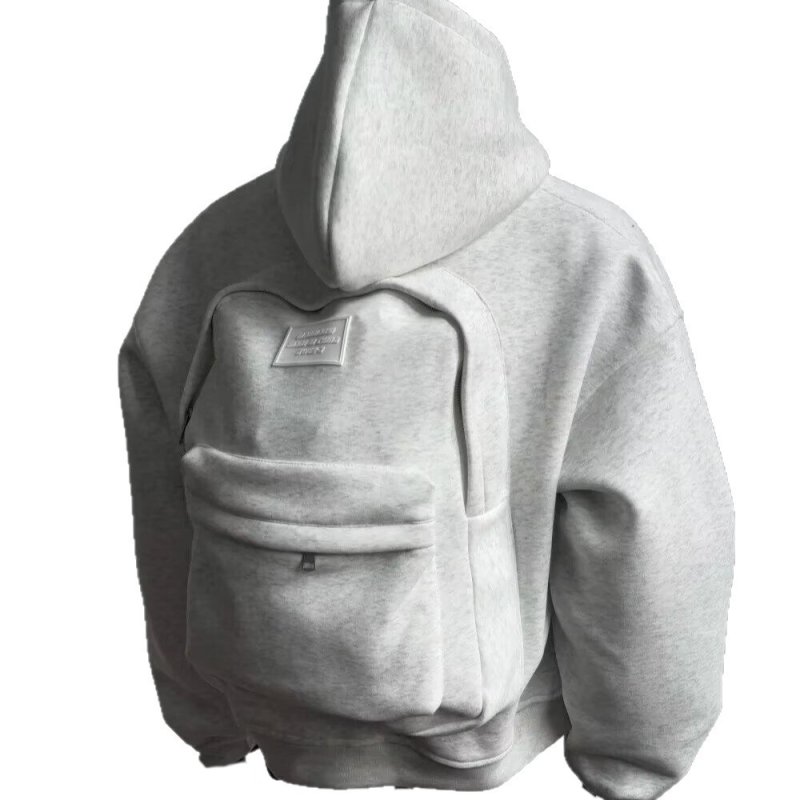 画像4: Zip-up hoodie with back pack Sweatshirt ユニセックス男女兼用 バックパック付きジップアップスウェットパーカー トレーナー  (4)