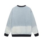 画像4: Unisex Contrast color apple embroidered washed denim round neck sweatshirt Pullover ユニセックス 男女兼用コントラストカラーのアップル刺繍ウォッシュデニムラウンドネックプルオーバ (4)