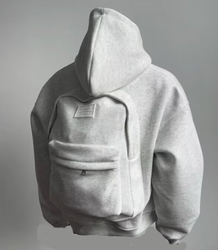 画像5: Zip-up hoodie with back pack Sweatshirt ユニセックス男女兼用 バックパック付きジップアップスウェットパーカー トレーナー  (5)
