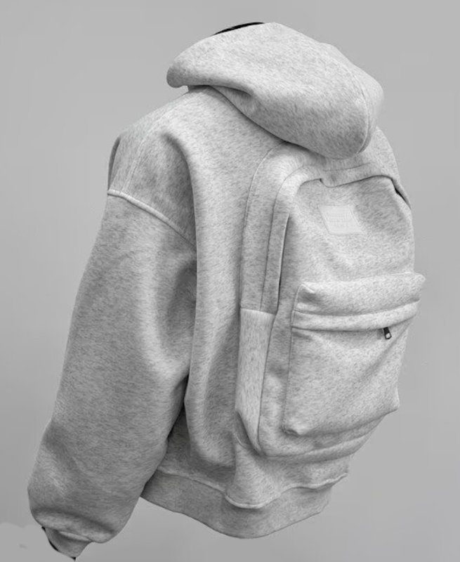 画像7: Zip-up hoodie with back pack Sweatshirt ユニセックス男女兼用 バックパック付きジップアップスウェットパーカー トレーナー  (7)