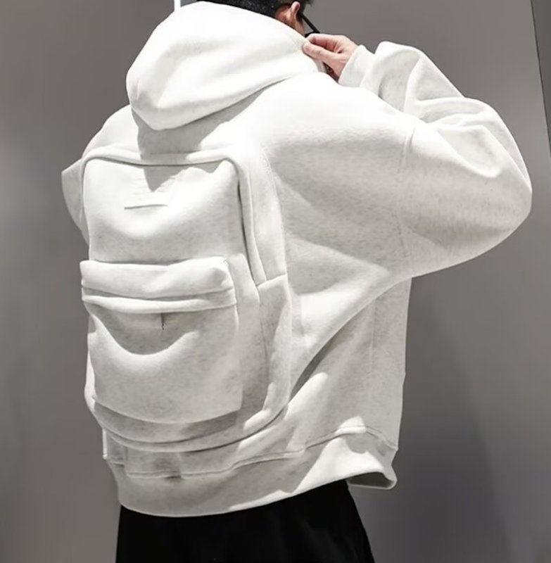 画像8: Zip-up hoodie with back pack Sweatshirt ユニセックス男女兼用 バックパック付きジップアップスウェットパーカー トレーナー  (8)