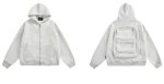 画像1: Zip-up hoodie with back pack Sweatshirt ユニセックス男女兼用 バックパック付きジップアップスウェットパーカー トレーナー  (1)