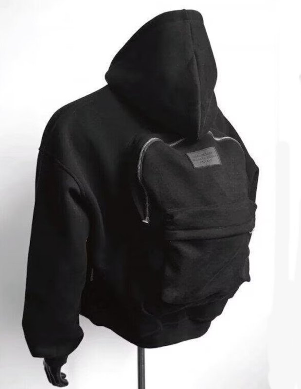 画像6: Zip-up hoodie with back pack Sweatshirt ユニセックス男女兼用 バックパック付きジップアップスウェットパーカー トレーナー  (6)