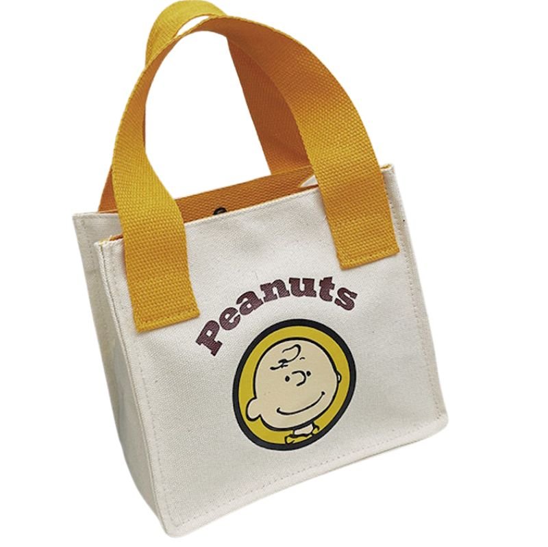 画像3: Snoopy & Peanuts print mini canvas tote bag　ユニセックス男女兼用スヌーピー&ピーナッツミニトートショッピング通勤通学バッグ (3)