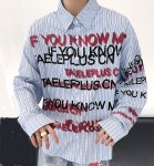 画像4: graphic stripe shirt    ユニセックス 男女兼用 グラフィックストライプシャツ (4)
