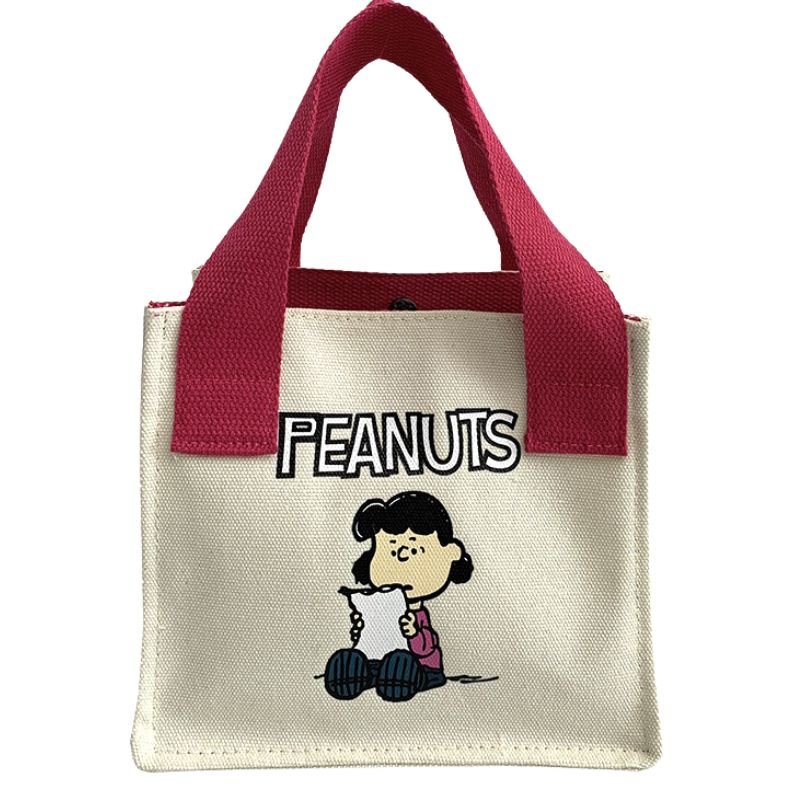 画像9: Snoopy & Peanuts print mini canvas tote bag　ユニセックス男女兼用スヌーピー&ピーナッツミニトートショッピング通勤通学バッグ (9)