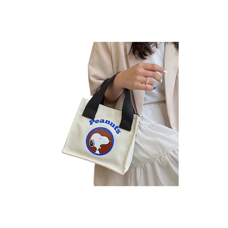 画像8: Snoopy & Peanuts print mini canvas tote bag　ユニセックス男女兼用スヌーピー&ピーナッツミニトートショッピング通勤通学バッグ (8)