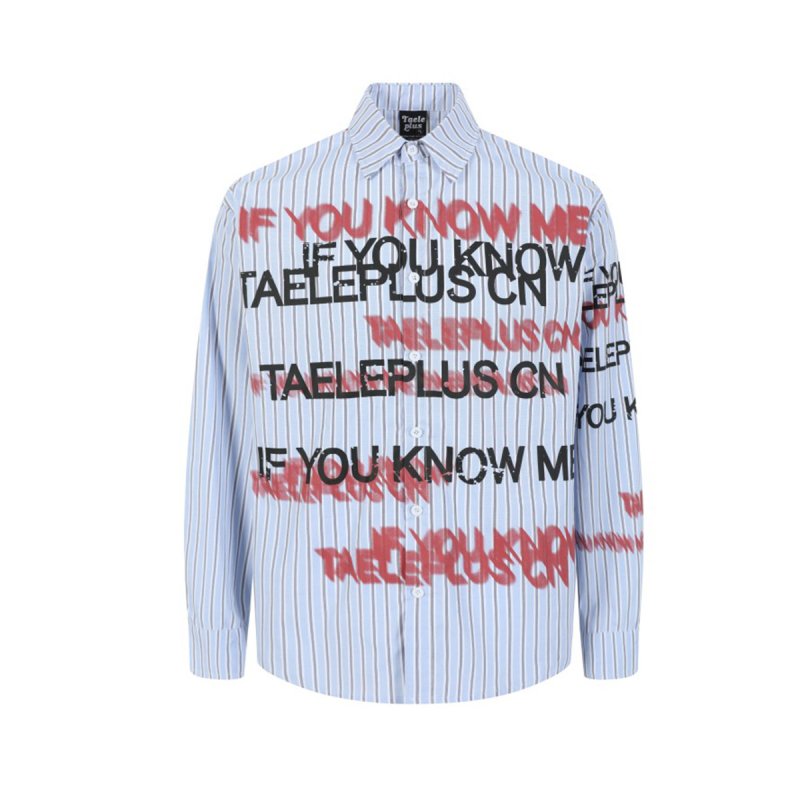 画像1: graphic stripe shirt    ユニセックス 男女兼用 グラフィックストライプシャツ (1)