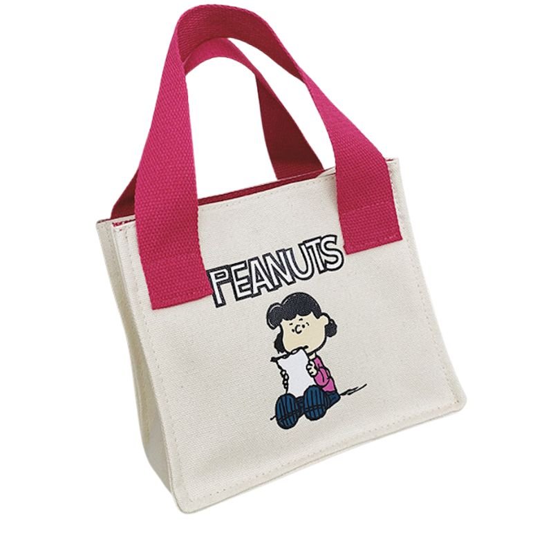 画像5: Snoopy & Peanuts print mini canvas tote bag　ユニセックス男女兼用スヌーピー&ピーナッツミニトートショッピング通勤通学バッグ (5)