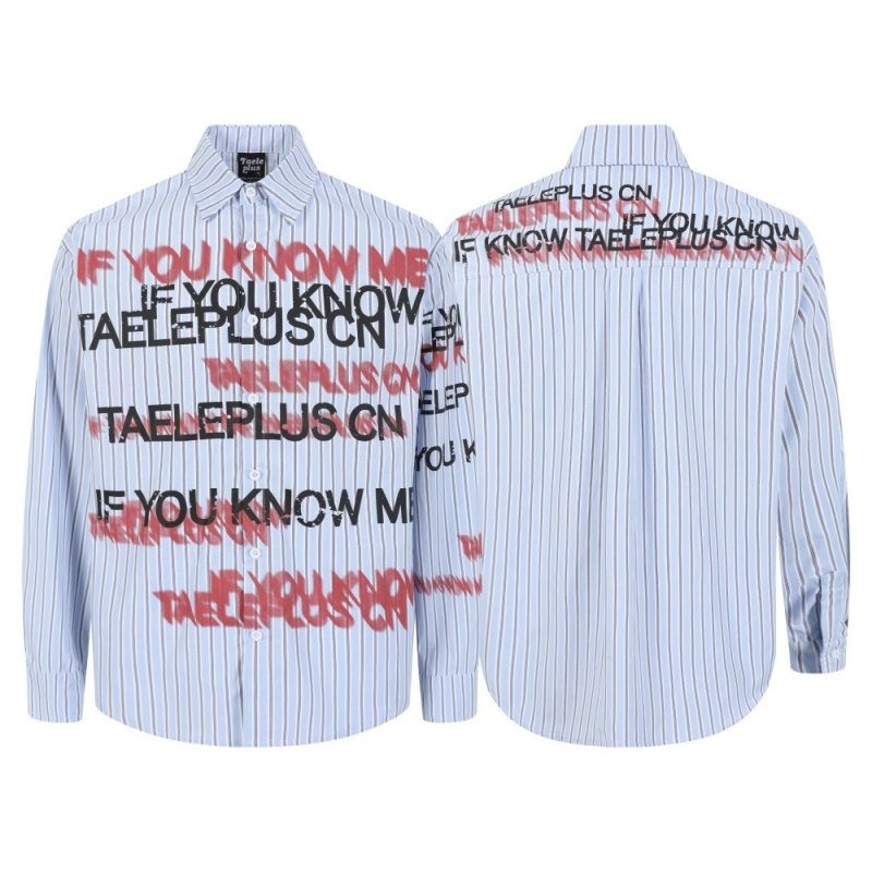 画像2: graphic stripe shirt    ユニセックス 男女兼用 グラフィックストライプシャツ (2)