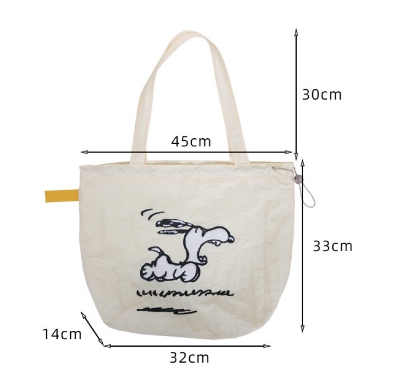 画像6: Snoopy Drawstring Tote Shoulder Shopping Bag　ユニセックス男女兼用スヌーピー刺繍巾着トートショッピング通勤通学バッグ (6)