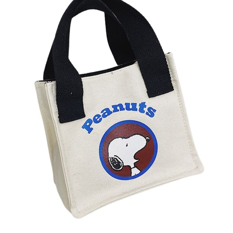 画像2: Snoopy & Peanuts print mini canvas tote bag　ユニセックス男女兼用スヌーピー&ピーナッツミニトートショッピング通勤通学バッグ (2)