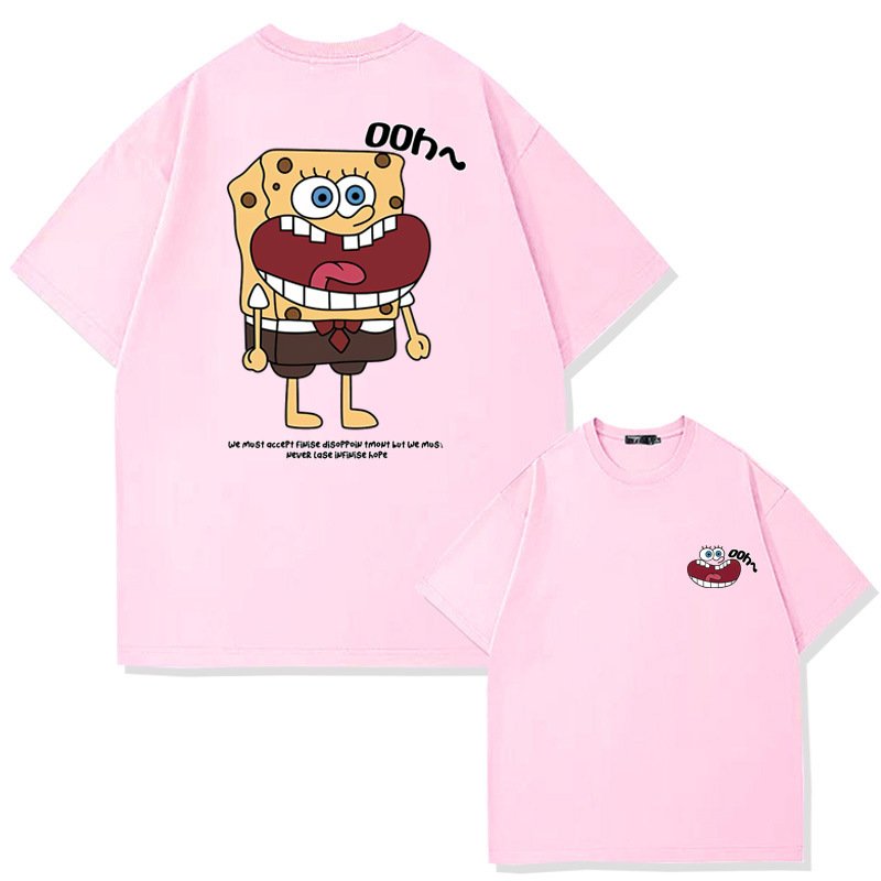 画像10: Surprised Face Spongebob print Tshirt  　ユニセックス 男女兼用びっくり顔スポンジボブプリント半袖  Tシャツ (10)