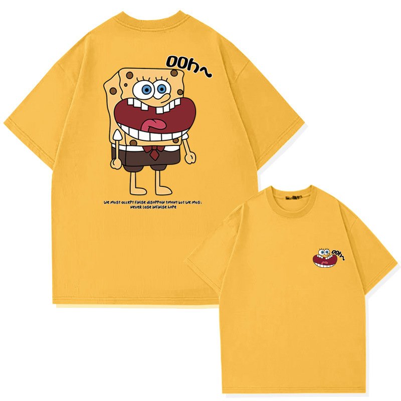 画像9: Surprised Face Spongebob print Tshirt  　ユニセックス 男女兼用びっくり顔スポンジボブプリント半袖  Tシャツ (9)