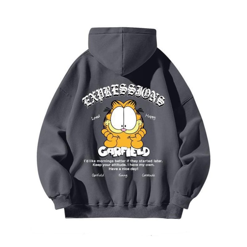 画像4: Garfield print hooded sweatshirt　ユニセックス男女兼用ガーフィールドプリントスウェットパーカー トレーナー  (4)