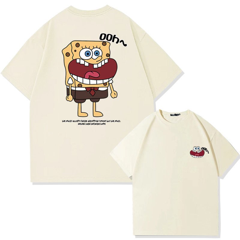 画像6: Surprised Face Spongebob print Tshirt  　ユニセックス 男女兼用びっくり顔スポンジボブプリント半袖  Tシャツ (6)