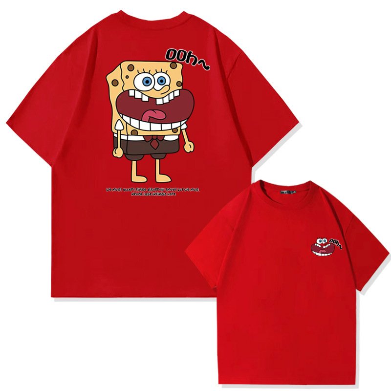 画像8: Surprised Face Spongebob print Tshirt  　ユニセックス 男女兼用びっくり顔スポンジボブプリント半袖  Tシャツ (8)