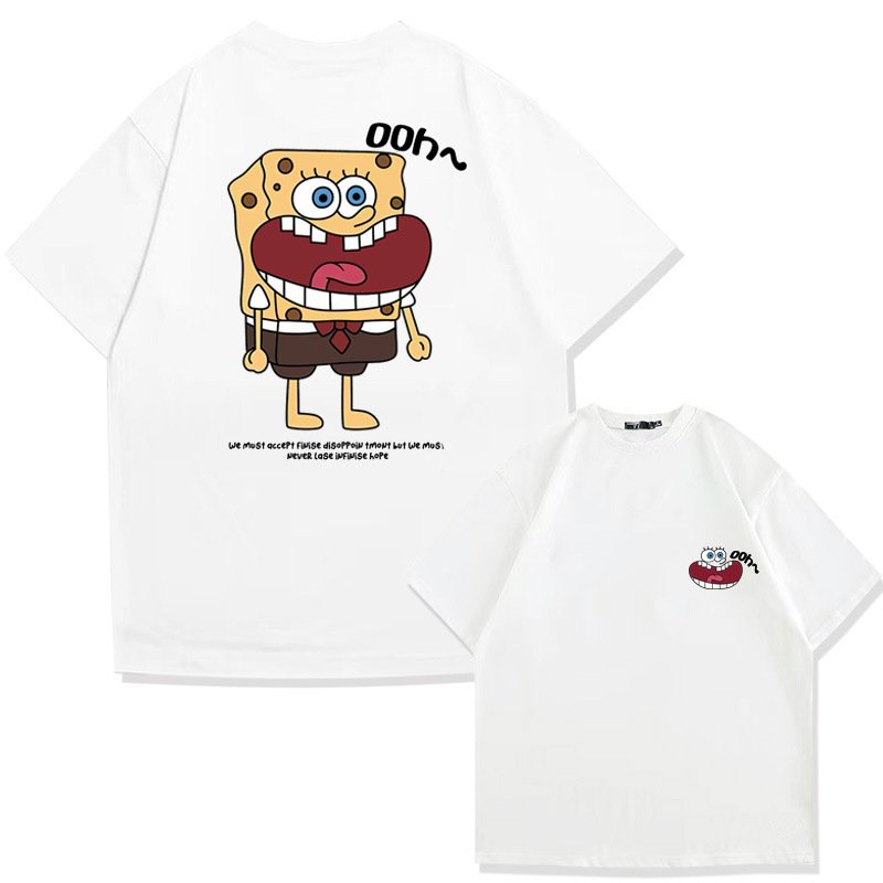 画像3: Surprised Face Spongebob print Tshirt  　ユニセックス 男女兼用びっくり顔スポンジボブプリント半袖  Tシャツ (3)