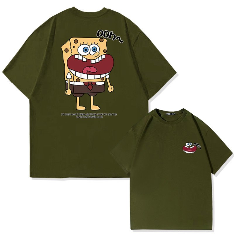 画像4: Surprised Face Spongebob print Tshirt  　ユニセックス 男女兼用びっくり顔スポンジボブプリント半袖  Tシャツ (4)