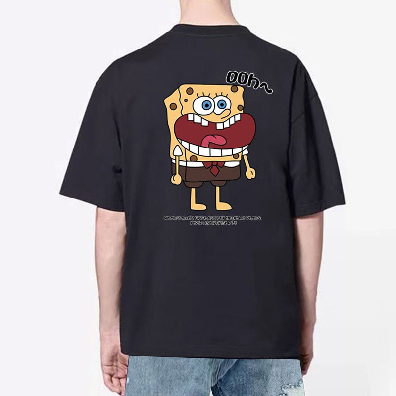 画像11: Surprised Face Spongebob print Tshirt  　ユニセックス 男女兼用びっくり顔スポンジボブプリント半袖  Tシャツ (11)